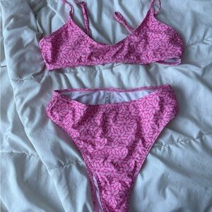 Pink Floral Pattern Bikini Set